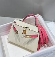 Hermes Mini Kelly White Pink Epsom Gold 19cm - 2