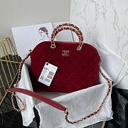 Chanel Clutch With Strap Red Bag Velvet 28.5x20.5x7cm - 1