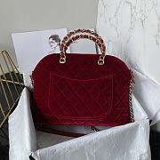 Chanel Clutch With Strap Red Bag Velvet 28.5x20.5x7cm - 5