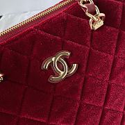 Chanel Clutch With Strap Red Bag Velvet 28.5x20.5x7cm - 2