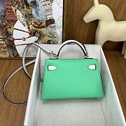 Hermes Kelly 19 Bag Green White Epsom Silver 19cm - 4