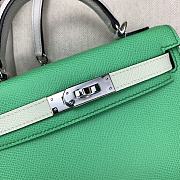 Hermes Kelly 19 Bag Green White Epsom Silver 19cm - 3