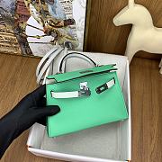 Hermes Kelly 19 Bag Green White Epsom Silver 19cm - 2