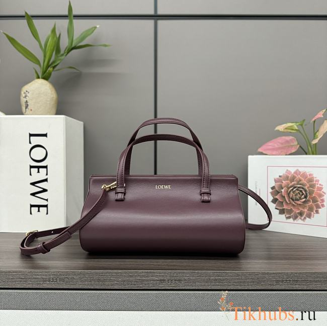 Loewe Small Clasp Bag Silk Calfskin Wine 25x13x15cm - 1