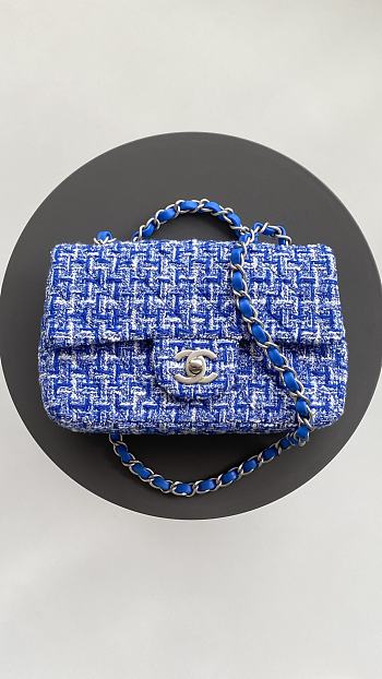 Chanel Mini Flap Bag Blue Tweed 20cm 