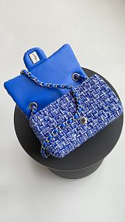 Chanel Mini Flap Bag Blue Tweed 20cm  - 3