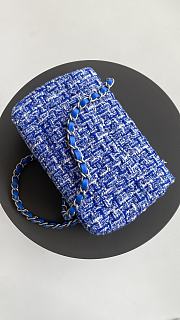 Chanel Mini Flap Bag Blue Tweed 20cm  - 2