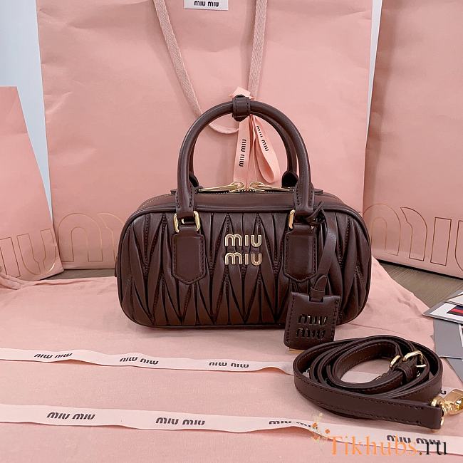 Miu Miu Arcadie Nappa Leather Brown 22x10.5x7.5cm - 1