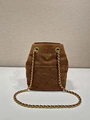 Prada Chain Shoulder Bag Brown Suede 25x26.5x15.5cm - 1