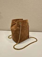 Prada Chain Shoulder Bag Brown Suede 25x26.5x15.5cm - 2