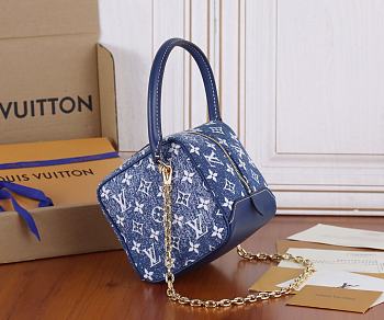 Louis Vuitton LV Square Bag Blue Denim 16x16x16cm