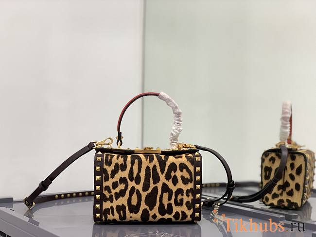 Valentino Rockstud Hair Leopard Box Bag 19x12x8cm - 1