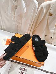 Hermes Chypre Sandals Black Shearling - 4