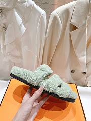 Hermes Chypre Sandals Light Green Shearling - 2