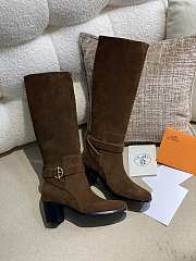 Hermes Brown Suede Long Boots - 1