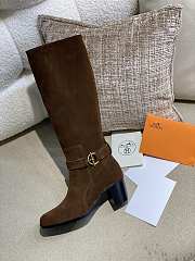 Hermes Brown Suede Long Boots - 4