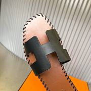 Hermes Oran Black Brown Slides - 5