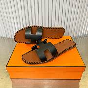 Hermes Oran Black Brown Slides - 3