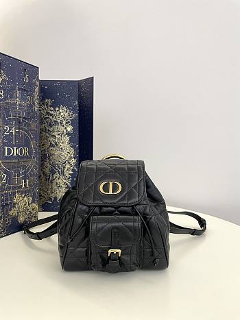 Dior Small Caro Backpack Black Lambskin 19.5 x 18.5 x 8.5 cm