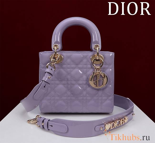 Dior Small Lady Purple Patent Bag 20cm - 1