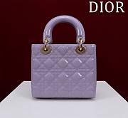 Dior Small Lady Purple Patent Bag 20cm - 3