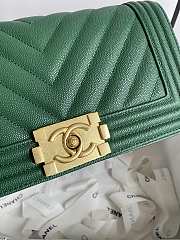 Chanel Leboy Bag Green Caviar Chevron Gold 25cm - 6