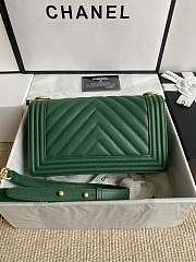 Chanel Leboy Bag Green Caviar Chevron Gold 25cm - 5