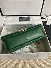 Chanel Leboy Bag Green Caviar Chevron Gold 25cm - 4