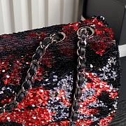 Chanel Flap Bag Sequins Black Red 21cm - 4