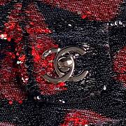 Chanel Flap Bag Sequins Black Red 21cm - 3