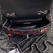 Chanel Flap Bag Sequins Black Red 21cm - 2