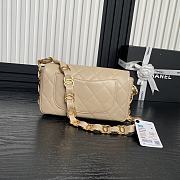 Chanel Flap Bag Beige Lambskin 22.5cm - 6