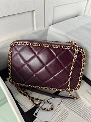 Chanel Small Camera Case Lambskin Gold Burgundy 23x14x7cm - 4