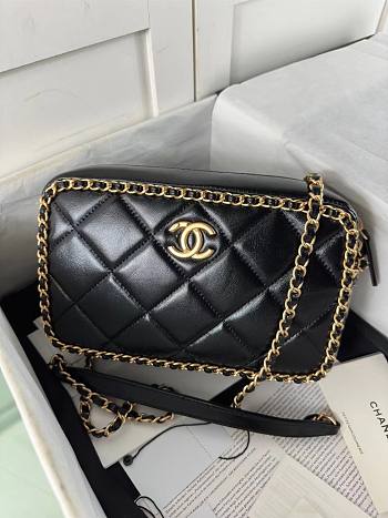 Chanel Small Camera Case Lambskin Gold Black 23x14x7cm