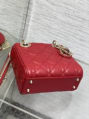 Dior Dioramour Mini Lady Bag Red Lambskin 17x15x7cm - 5