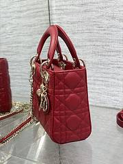 Dior Dioramour Mini Lady Bag Red Lambskin 17x15x7cm - 4