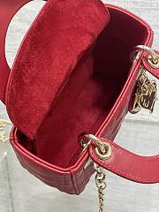 Dior Dioramour Mini Lady Bag Red Lambskin 17x15x7cm - 3