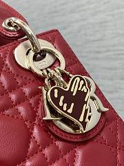 Dior Dioramour Mini Lady Bag Red Lambskin 17x15x7cm - 2