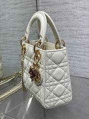 Dior Dioramour Mini Lady Bag White Lambskin 17x15x7cm - 5