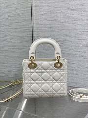 Dior Dioramour Mini Lady Bag White Lambskin 17x15x7cm - 4