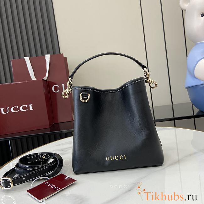 Gucci GG Emblem Mini Bucket Bag Black 19x18x11cm - 1