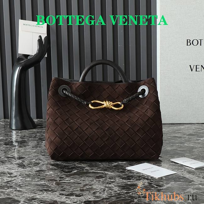 Bottega Veneta Andiamo Suede Dark Brown 25x22x10.5cm - 1