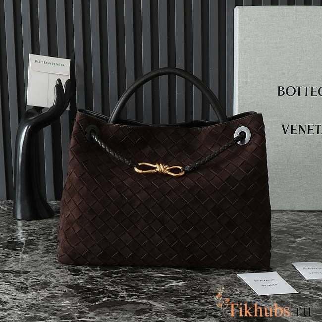 Bottega Veneta Medium Andiamo Suede Dark Brown 32.5x24x12cm - 1