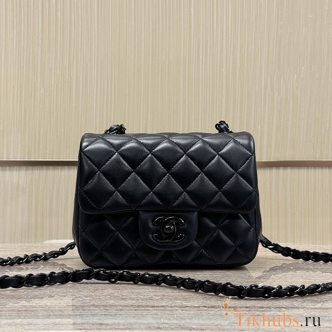 Chanel Mini Flap Bag Black Lambskin 17cm - 1