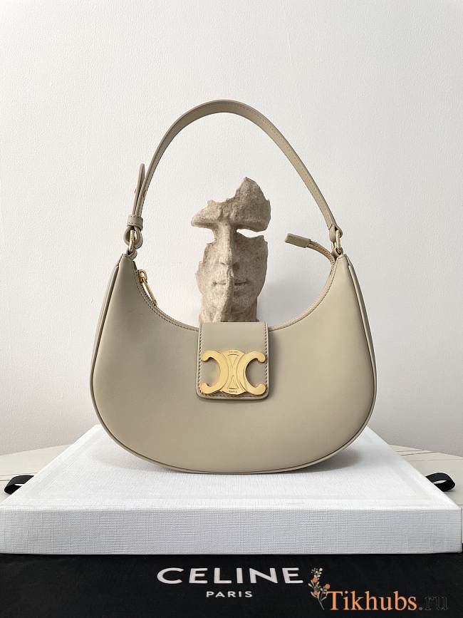 Celine Ava Triomphe Bag Smooth Calfskin Beige 23x13.5x6cm - 1