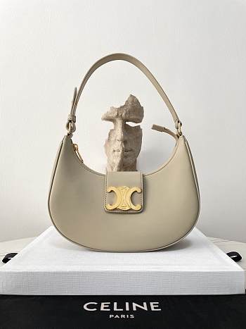 Celine Ava Triomphe Bag Smooth Calfskin Beige 23x13.5x6cm