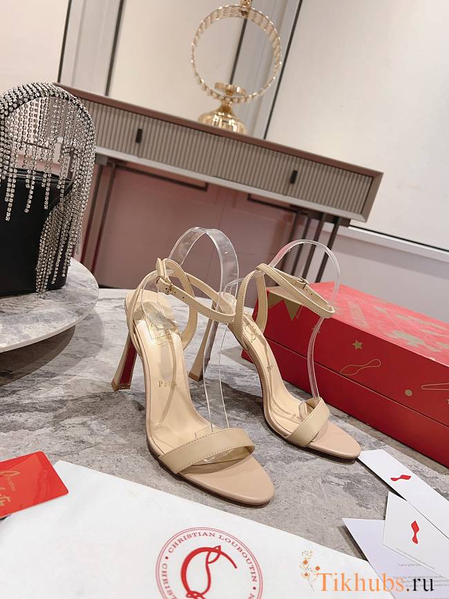 Christian Louboutin Condora Queen Leather Beige Sandals 85 - 1