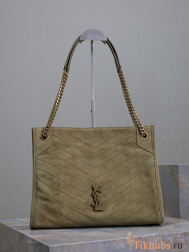 YSL Niki Medium Shopping Suede Green Bag 33x27x11.5cm - 1