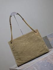 YSL Niki Medium Shopping Suede Green Bag 33x27x11.5cm - 3