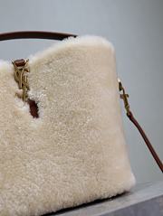 YSL Le 37 Shearling Bag Cream Beige 20x17x13cm - 3